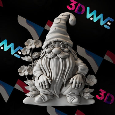 GNOME WITH FLOWERS 3d stl - 3DWave.us